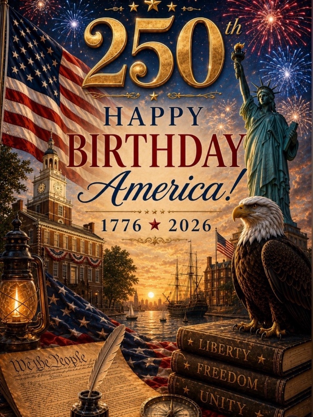 Patriotic 250th Birthday America